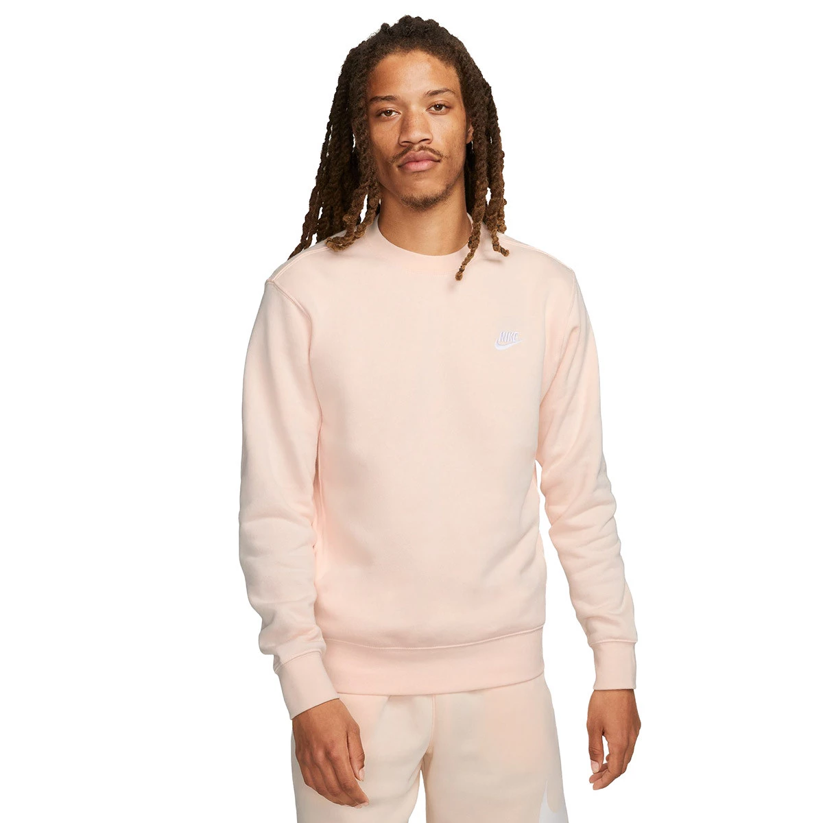 Sweatshirt Nike Sportswear Club Crew Brush Guava Ice White Futbol Emotion
