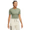 Camiseta Sportswear Fleece Essentials Slim Crop Lbr Mujer Oil Green-Black