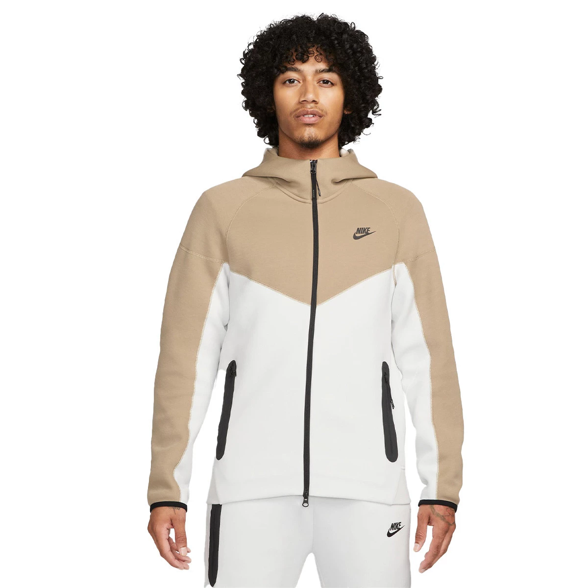 Casaco Nike Sportswear Tech Fleece Hoodie Summit White-Khaki-Black