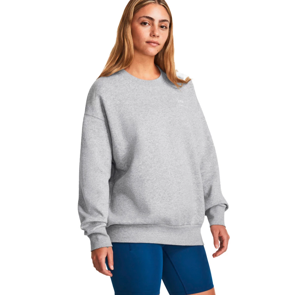 Sweatshirt Under Armour Women Essential Fleece Crew Mod Grey Light  Heather-White