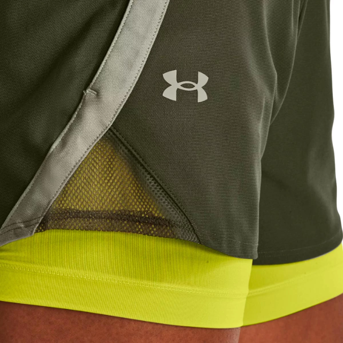 Calções Under Armour Play up Mulher Marine Green-Lime Yellow-Grove