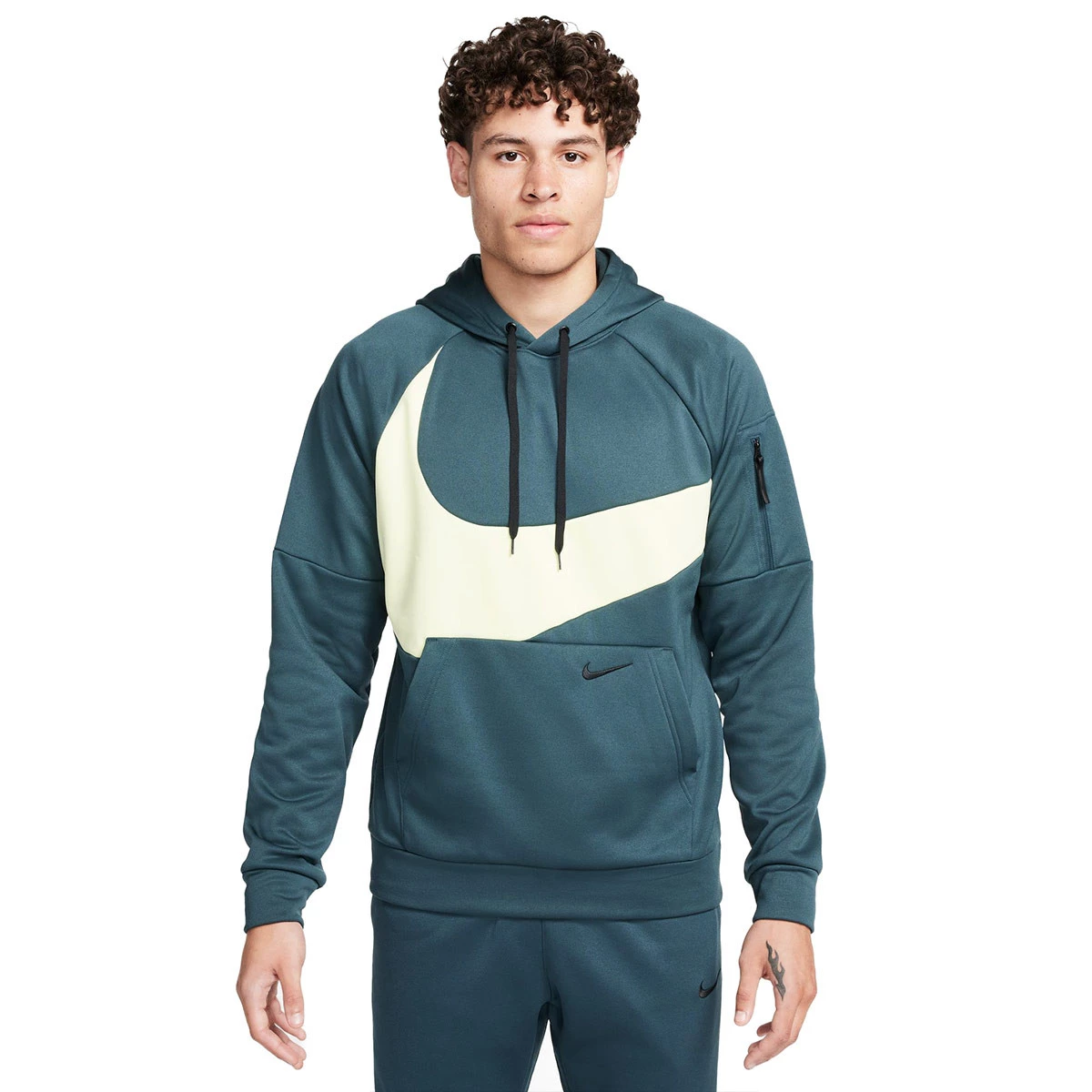 Sweatshirt Nike Therma Fit Swoosh Deep Jungle Luminous Greene Black Futbol Emotion