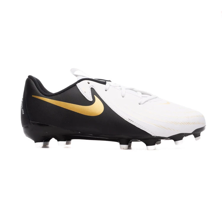 Football Boots Nike Kids Phantom GX II Academy FG MG White Black Mtlc Gold Coin Futbol Emotion