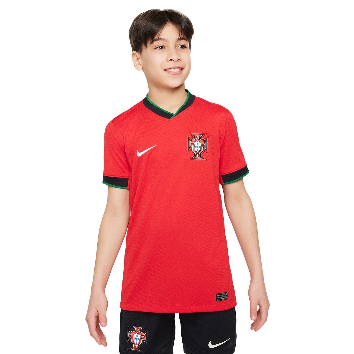 Jersey Nike Kids Portugal Training Euro 2024 University Red Pine Green Pitch Blue Sail Futbol Emotion