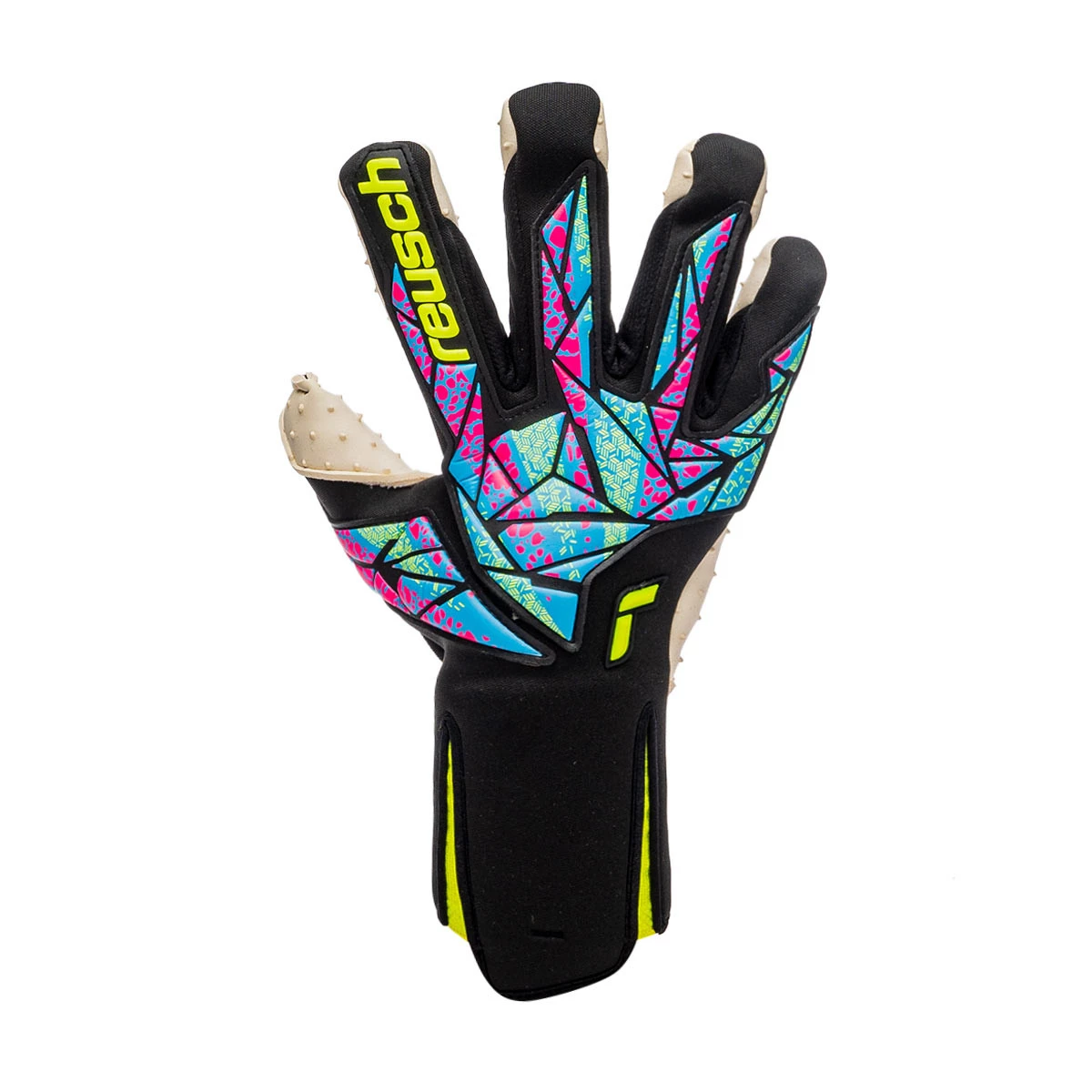 Gloves Reusch Attrakt Speedbump Strapless Black Safety yellow Futbol Emotion