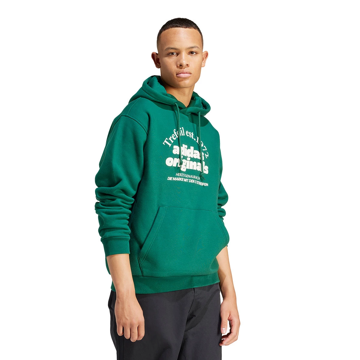 Adidas trefoil hoodie best sale collegiate green