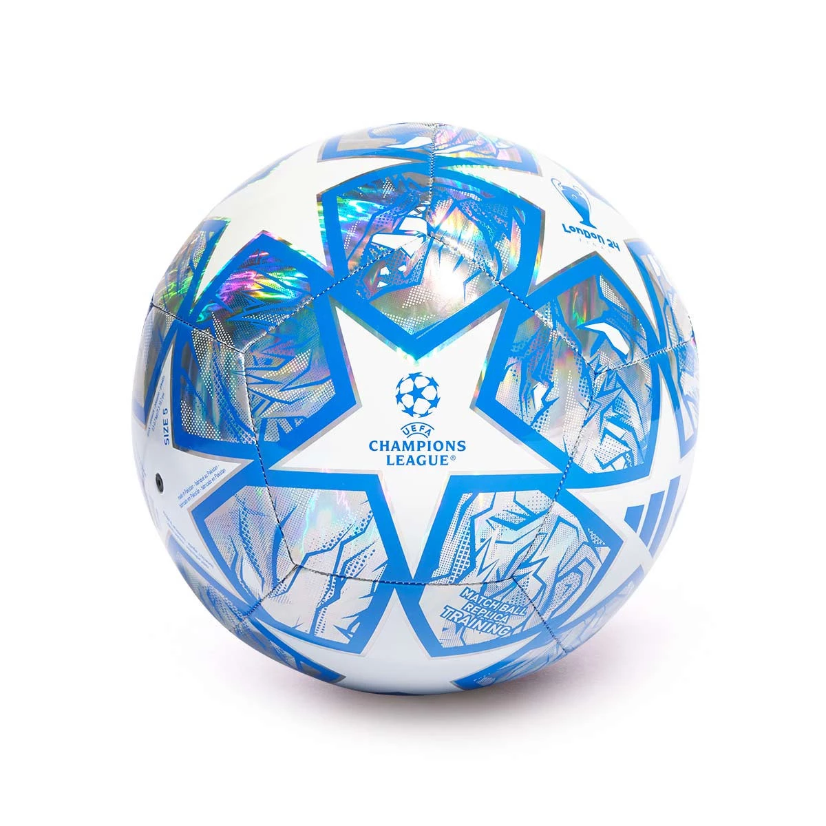 Ball adidas Kollektion Modell UEFA Champions League 2023 2024 Silber Met. WeiB Glory Blue Futbol Emotion