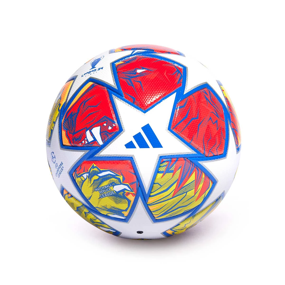 Balón adidas Oficial Champions League 2023-2024 White-Silver  Metallic-Bright Cyan-Team Royal - Fútbol Emotion