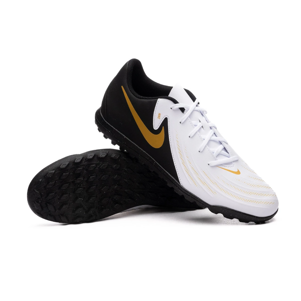 FuBballschuh Nike Phantom GX II Club Turf WeiB Schwarz Mtlc Goldmunze Futbol Emotion