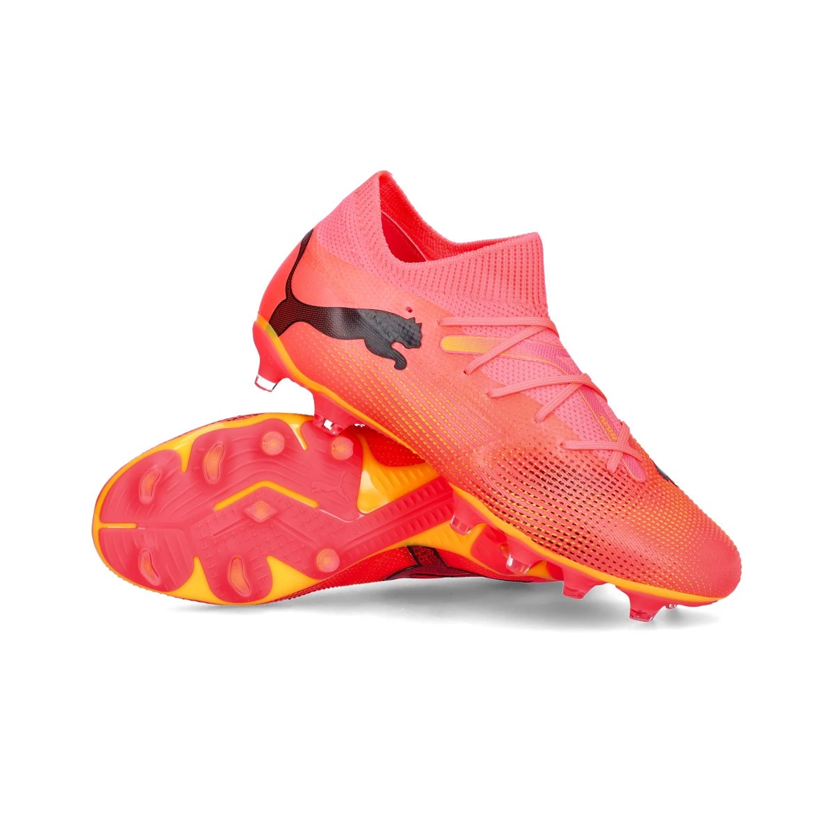 Football Boots Puma Women Future 7 Match FG AG Sunset Glow Black Sun Stream Futbol Emotion