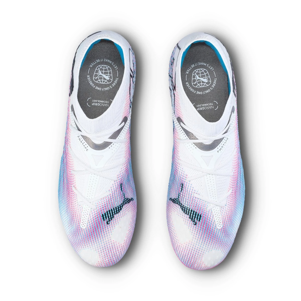 Football Boots Puma Future 7 Ultimate Low FG AG White Black Poison Pink Bright Aqua Silver Mi Futbol Emotion
