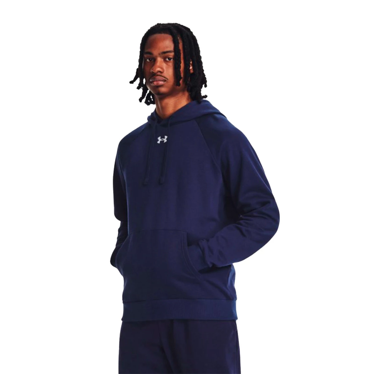 Under Armour - Maglia Rival Fleece Big Logo Hoodie Uomo Midnight Navy/Onyx  White