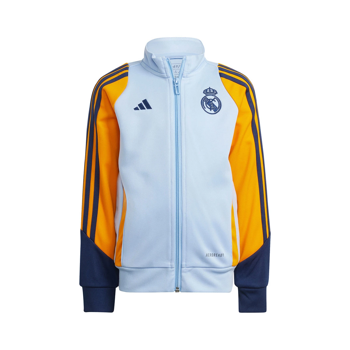 Tracksuit adidas Kids Real Madrid Training 2024 2025 Glow Blue Crew Orange Team Navy Blue Futbol Emotion