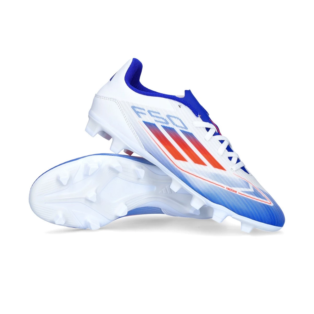 Bota de futbol adidas F50 Club FxG White Solar Red Lucid Blue Futbol Emotion