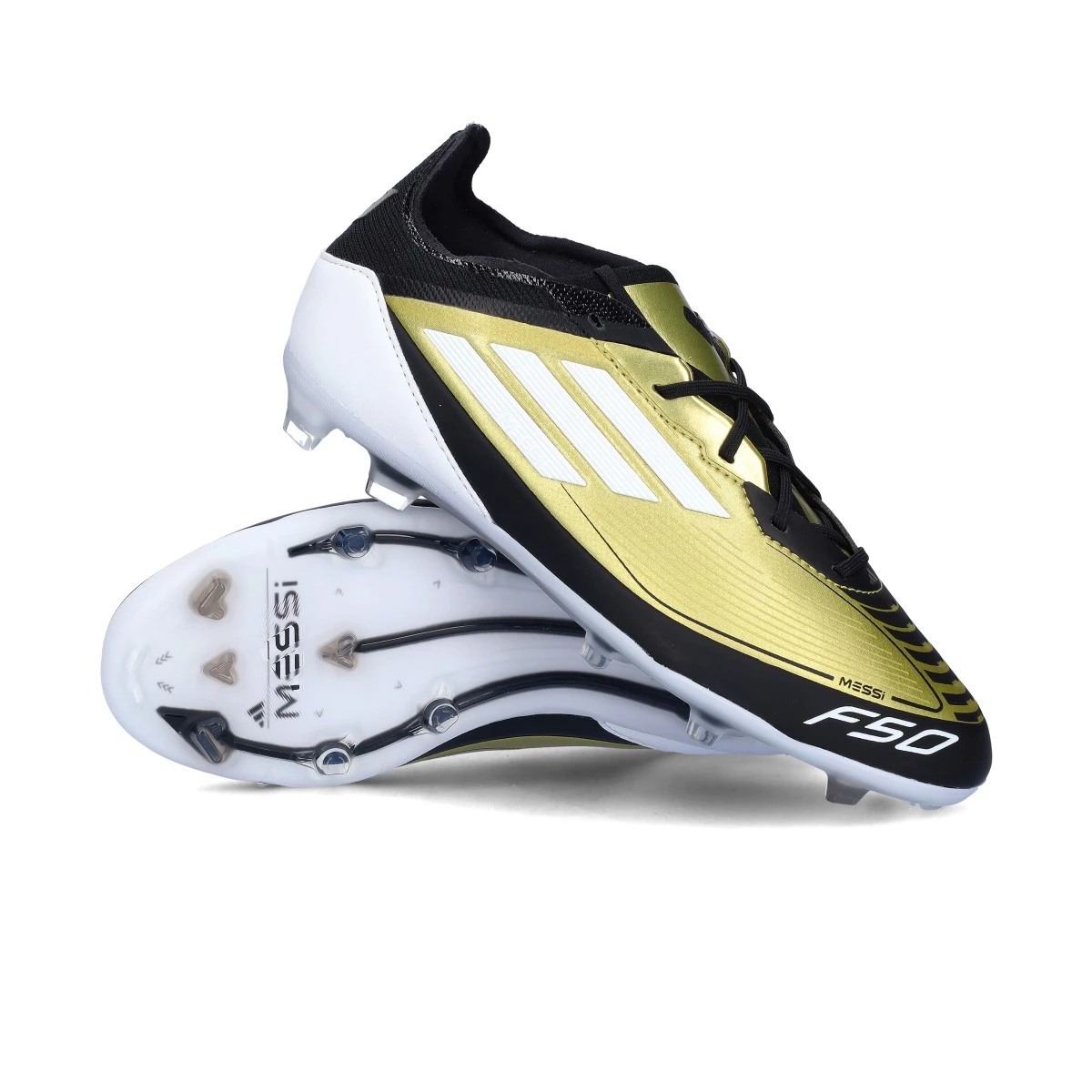 Bota de futbol adidas F50 Pro FG Nino Messi Gold Met White Core Black Futbol Emotion