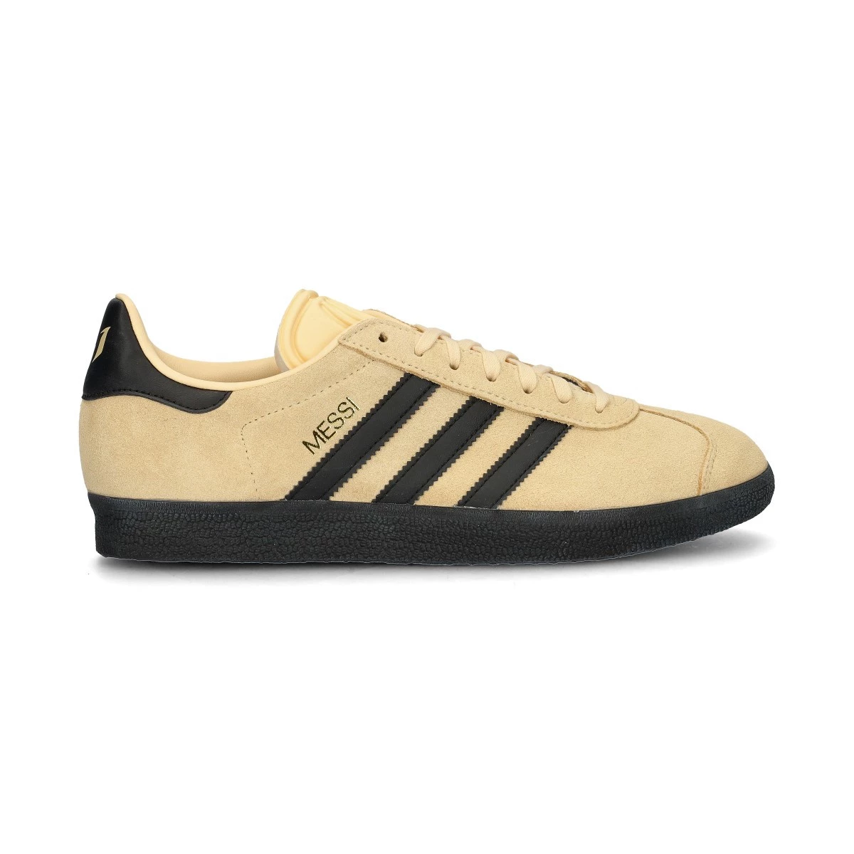 Tenis adidas Gazelle Messi Crystal Sand Core Black Gold Met Futbol Emotion