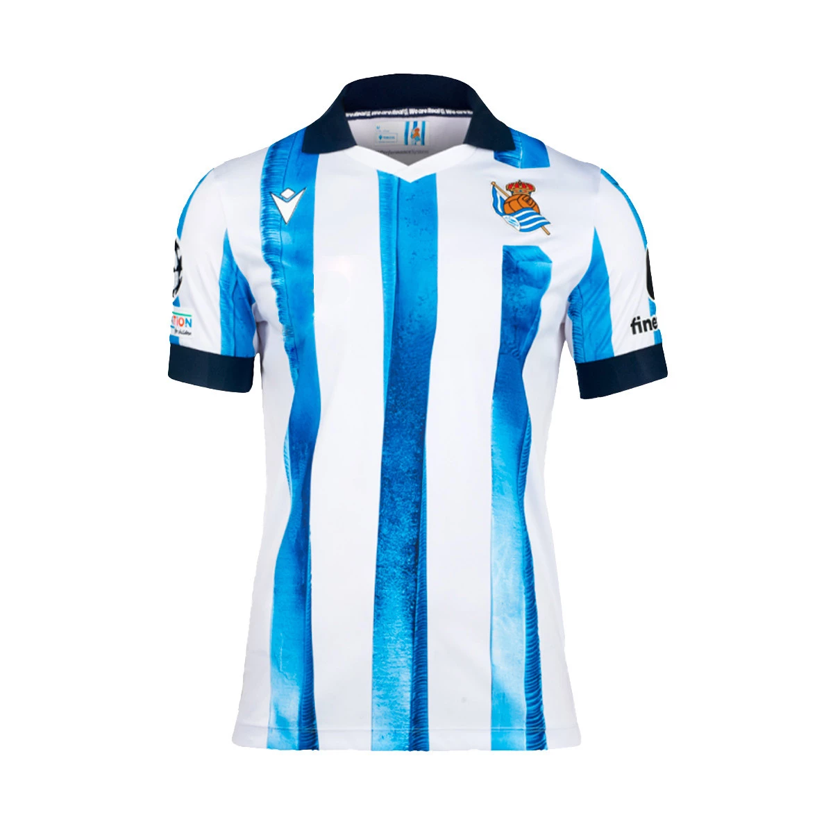 Camiseta Macron Real Sociedad Primera Equipacion 2023 2024 Nino Blue White Futbol Emotion