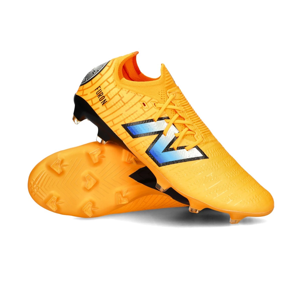 Football Boots New Balance Furon Pro FG V7 Sun Glow Silver Metallic Black Futbol Emotion