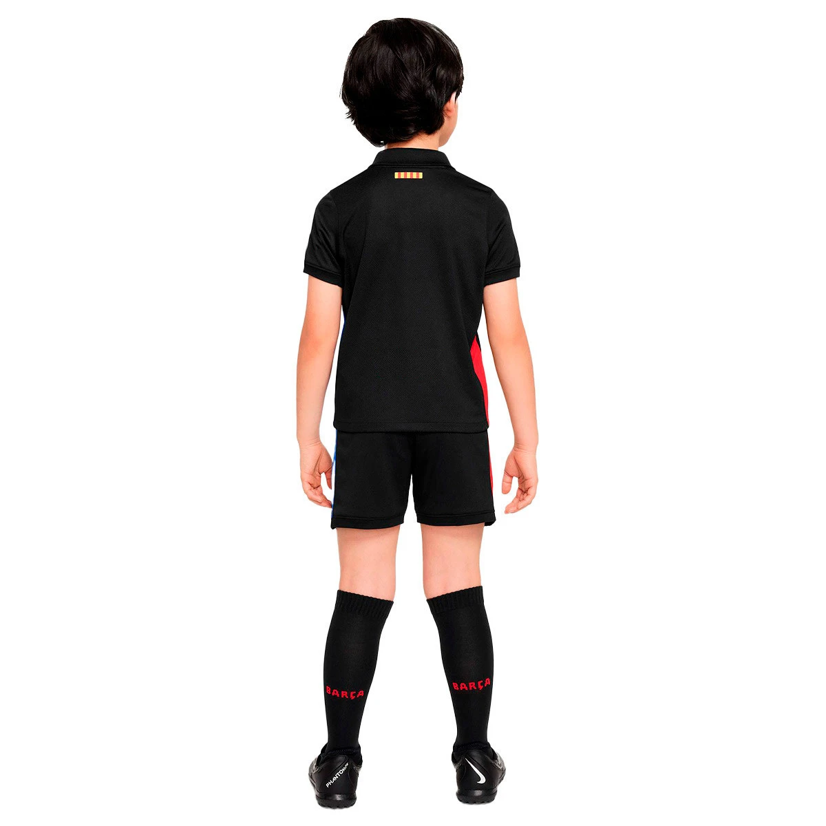 Conjunto Nike FC Barcelona Segunda Equipacion 2024 2025 Nino Black University Red Hyper Royal Black Futbol Emotion