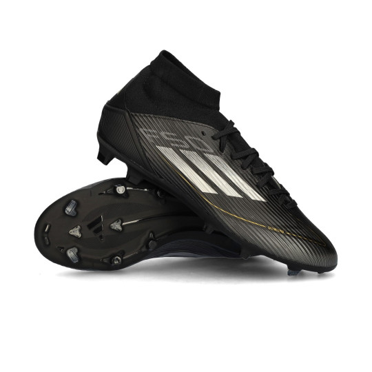 Football Boots adidas F50 League Mid FG/MG Core BlackIron MetGold Met Fútbol Emotion