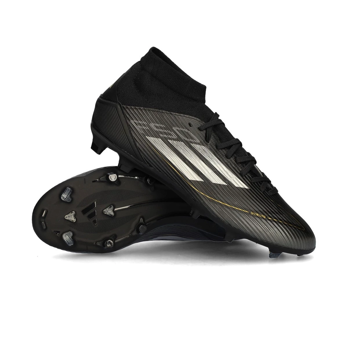 Football Boots adidas F50 League Mid FG MG Core Black Iron Met Gold Met Futbol Emotion