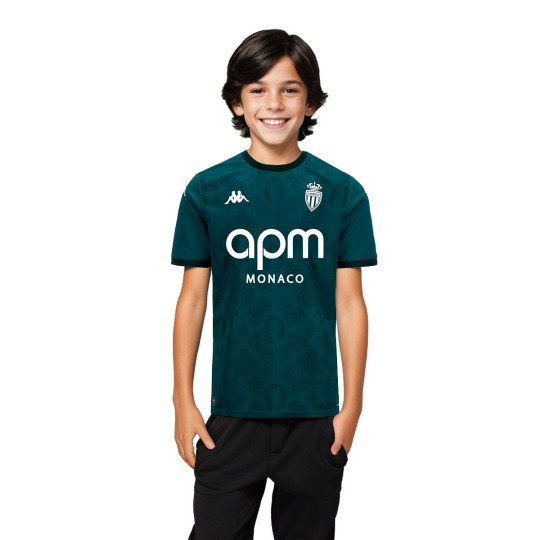 Jersey Kappa Kids AS Monaco 2024-2025 Away Green Dark Rain-Green