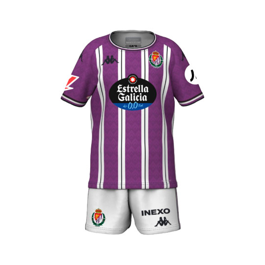 Kit Kappa Kids Real Valladolid 2024-2025 Home Bright Violet-White