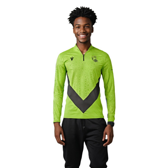 REAL SOCIEDAD Macron ウィンドブレーカー L 黒/蛍光緑 Sweatshirt Macron Real Sociedad Training 2024-2025 Green - Fútbol