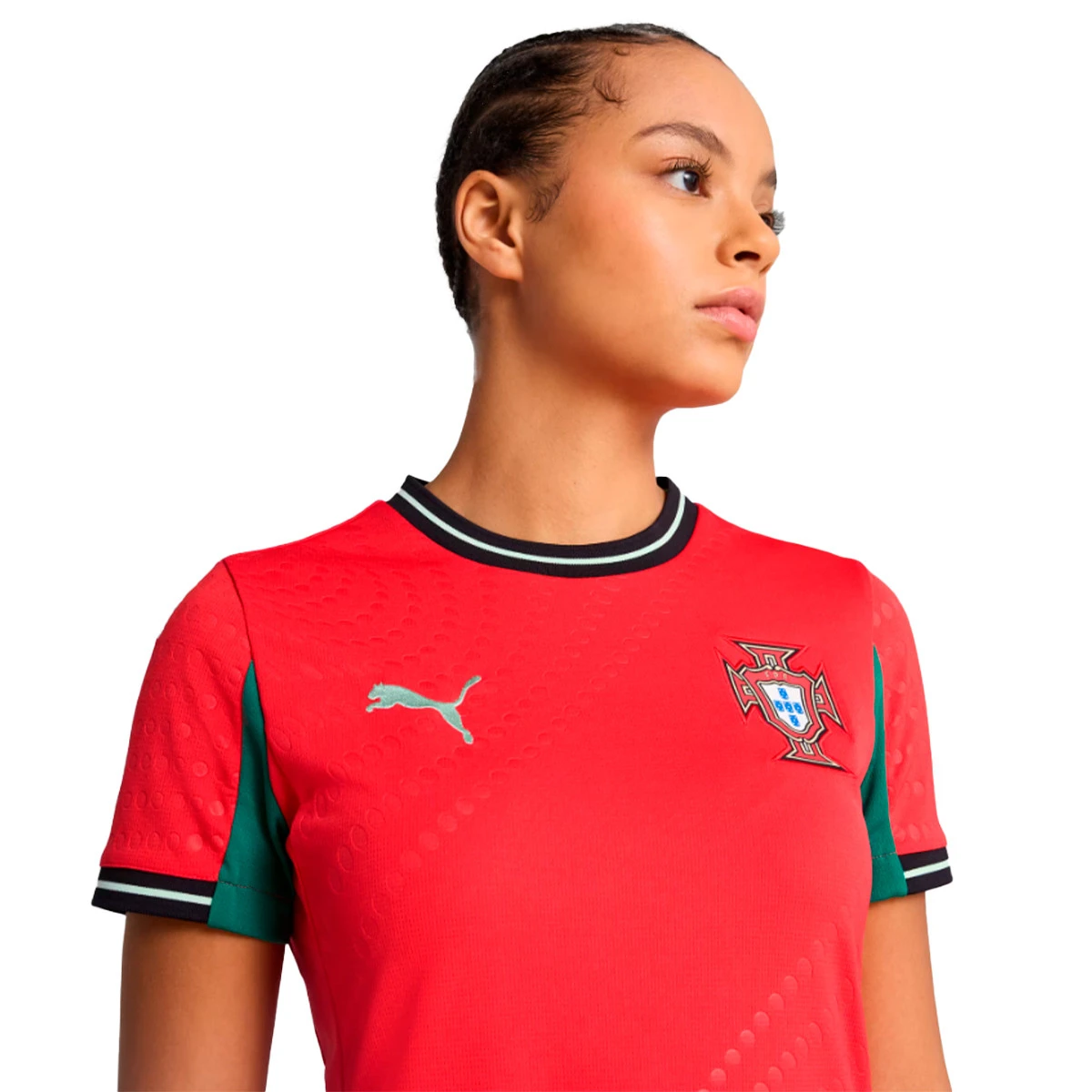 T-shirt Femme Fan Du Portugal – Col En V, Look Vintage Distressed – Pour Supporter L’équipe De Football
