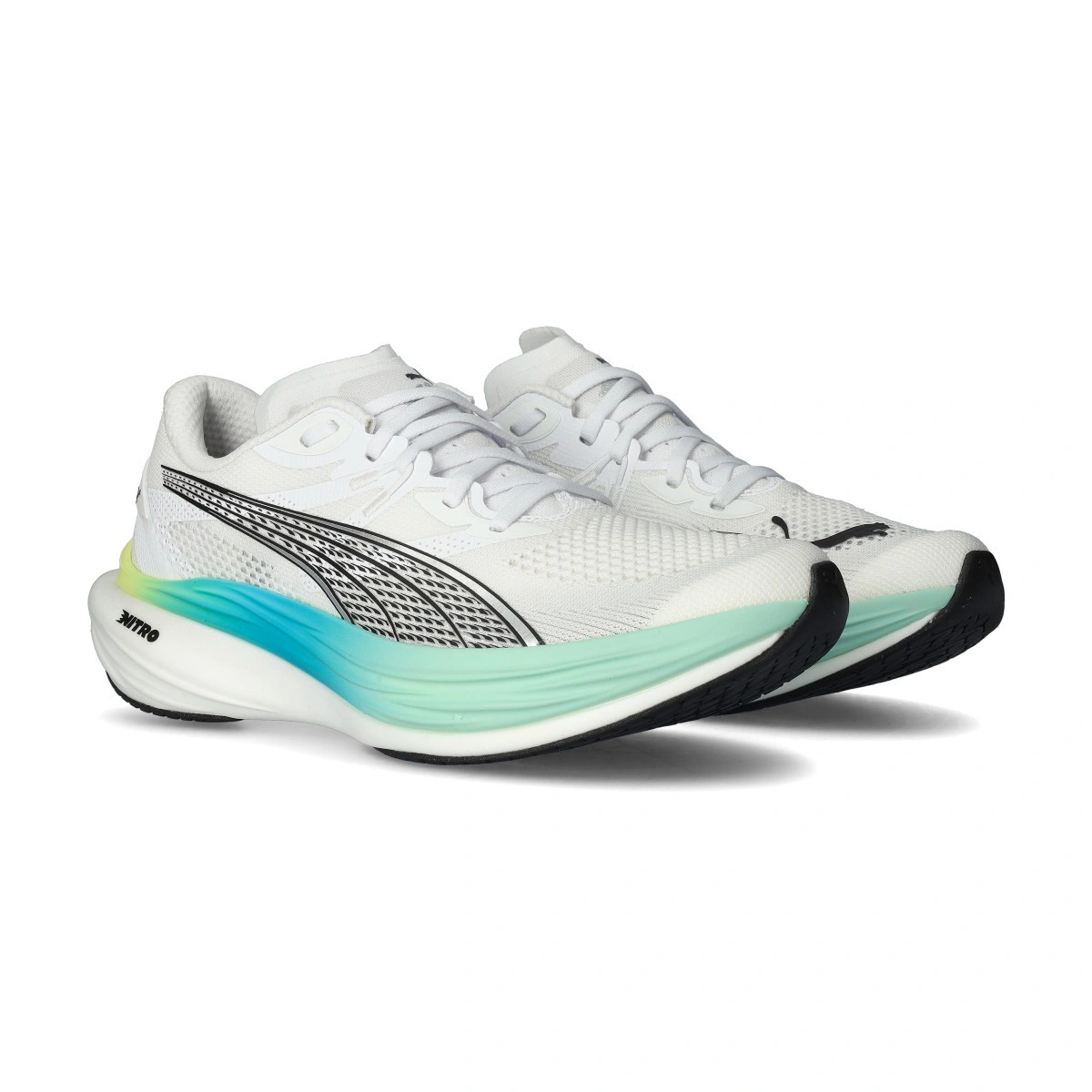 Puma - Running shoes Deviate Nitro 3, Hombre, White-Mint Melt, 8.5 UK