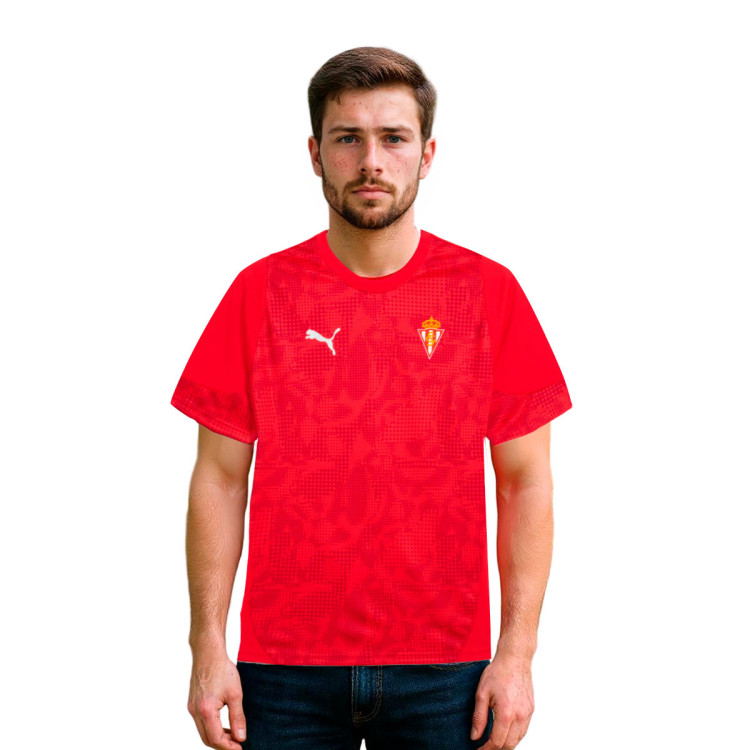 T-Shirt Puma Sporting Gijon 2025-2026 Training Red-Silver - Fútbol