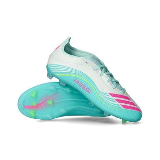 Bota F50 Messi Elite FG Niño White-Lucid Pink-Flash Aqua