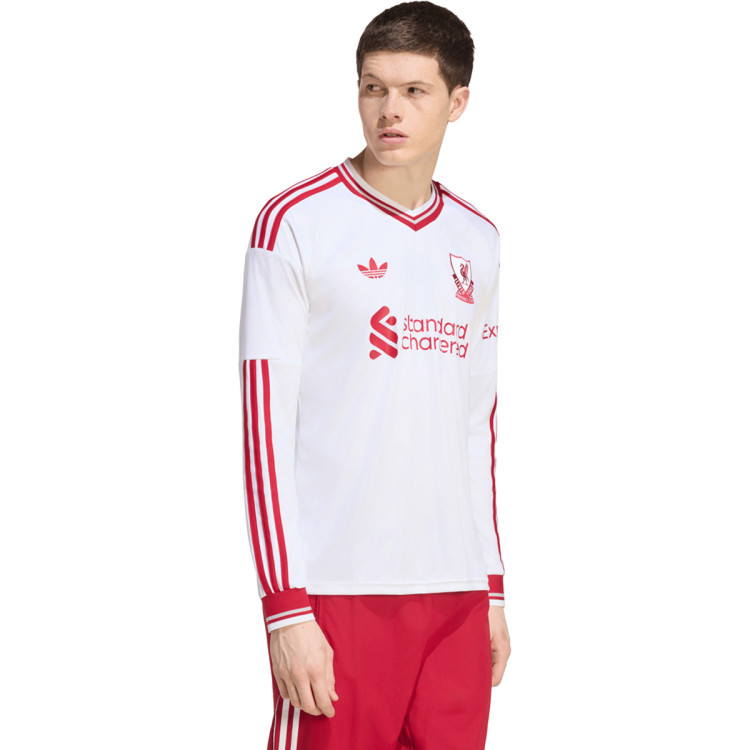 Liverpool FC  長袖シャツ 白 赤 Jersey adidas Liverpool FC Away kit 2026-2027 L/S white - Fútbol