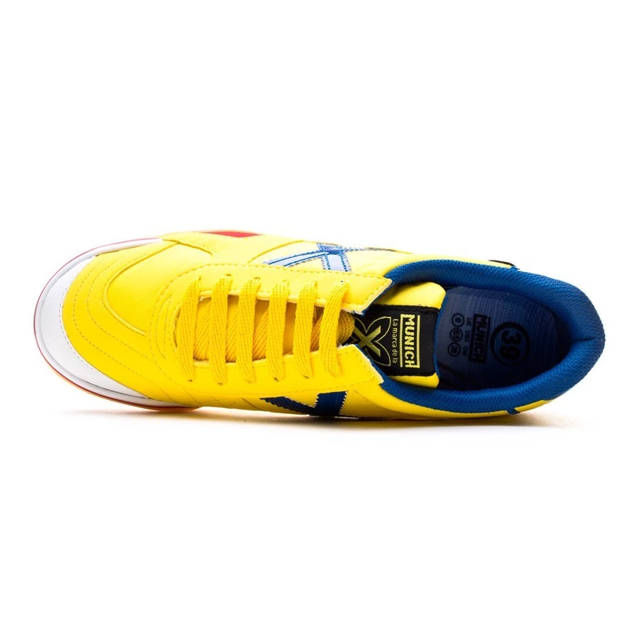 Zapatillas fútbol Munich Gresca 301 blanco azul amarillo