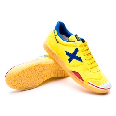 Futsal Shoes Munich Gresca Yellow-Blue-Caramel - Fútbol Emotion