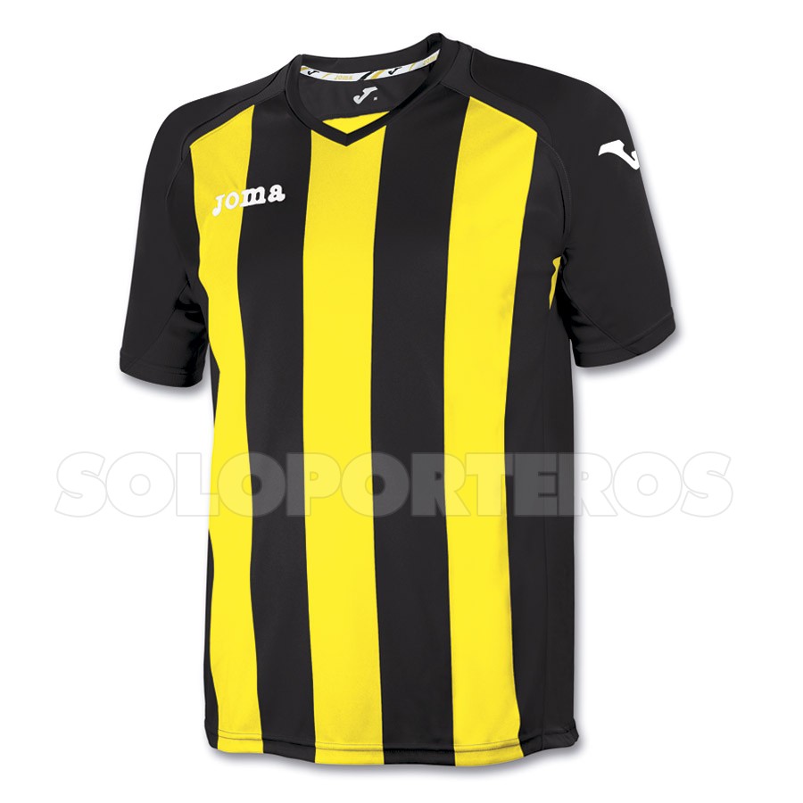 Camiseta Joma M/C Pisa 12 Amarilla-Negra - Tienda de fútbol Fútbol Emotion