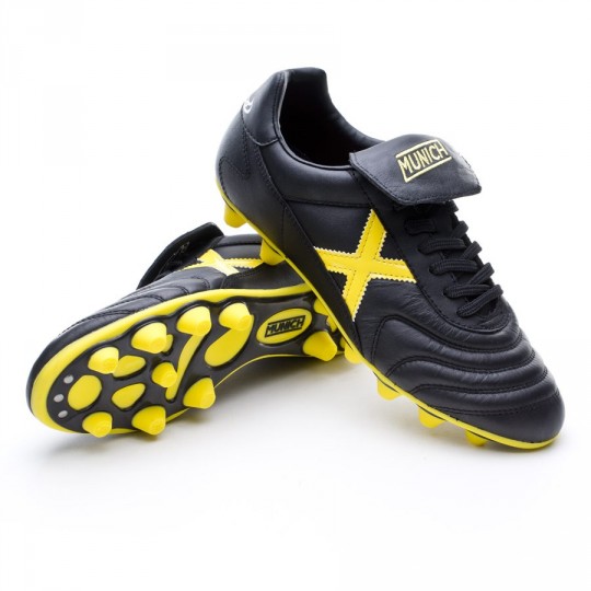 Bota fútbol Munich Mundial FG Negro-Amarillo - Fútbol Emotion