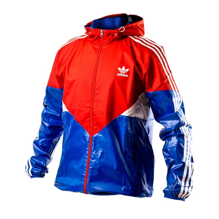 chaqueta adidas azul y blanca